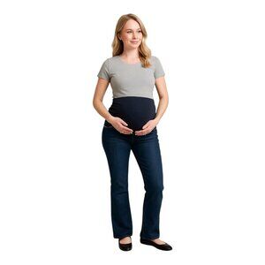 Indigo Blue Maternity Bootcut/Flare Leg Jeans~Size XS~Dark Wash Denim L3 23